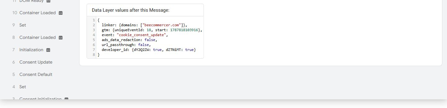 Şekil 4. Seçilen Etkinlikten Sonra Kaydedilen Datalayer Değerlerini Inceleyin.