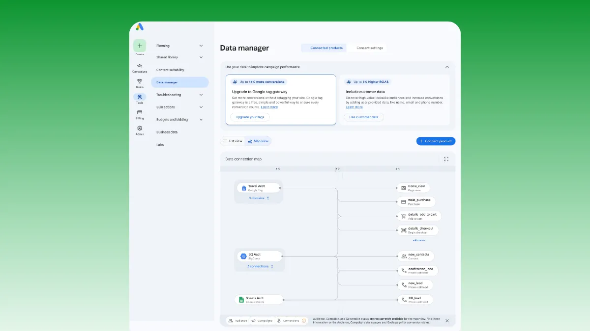 Google Data Managerの公式画面例