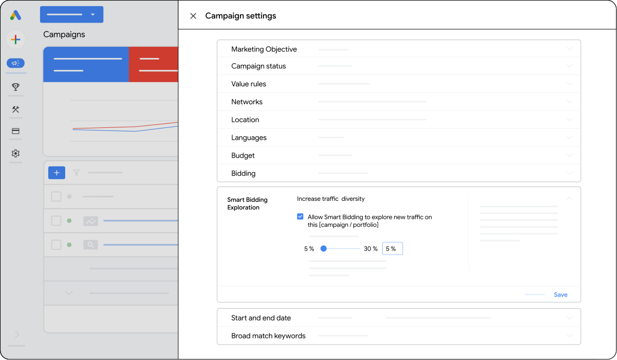 Google’s Smart Bidding Exploration Setup Illustration Shows The Enable Checkbox And Flexible Roas-Tolerance Control.