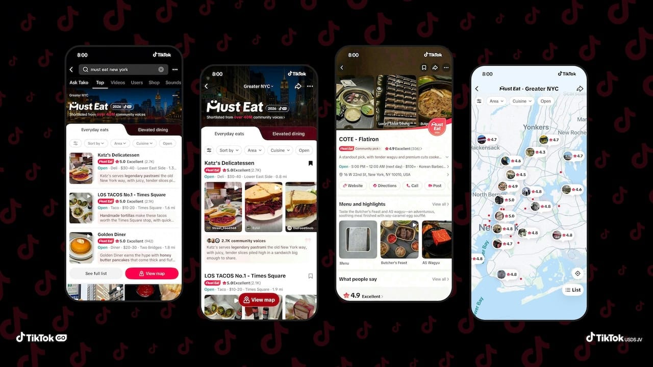 Tiktok’s Must Eat Product Example Shows Restaurant Lists, Detail Pages And A Greater New York Map; Launch Coverage Is Limited To New York City, Los Angeles And The San Francisco Bay Area.