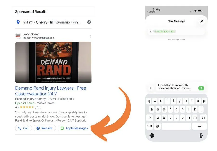 Anthony Higman’ın Fark Ettiği Arama Reklamı Örneği Bir Apple Messages Düğmesi Gösteriyor; Bu Gözlem Genel Kullanıma Açılmayı Doğrulamıyor.
